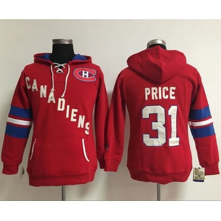 Montreal Canadiens #31 Carey Price Red Women's Old Time Heidi NHL Hoodie