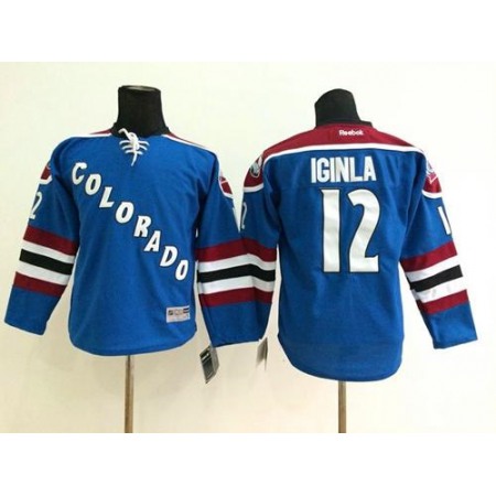 Avalanche #12 Jarome Iginla Blue Stitched Youth NHL Jersey