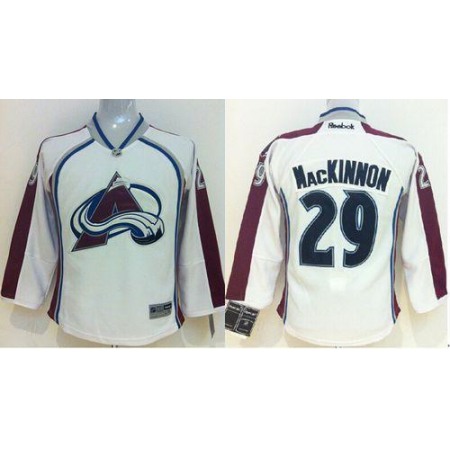 Avalanche #29 Nathan MacKinnon White Stitched Youth NHL Jersey