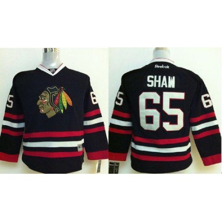 Blackhawks #65 Andrew Shaw Black Stitched Youth NHL Jersey