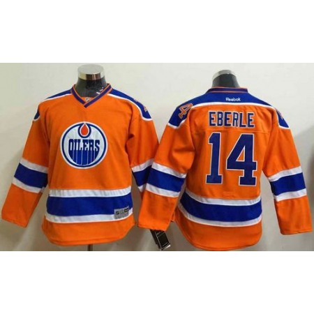 Oilers #14 Jordan Eberle Orange Stitched Youth NHL Jersey