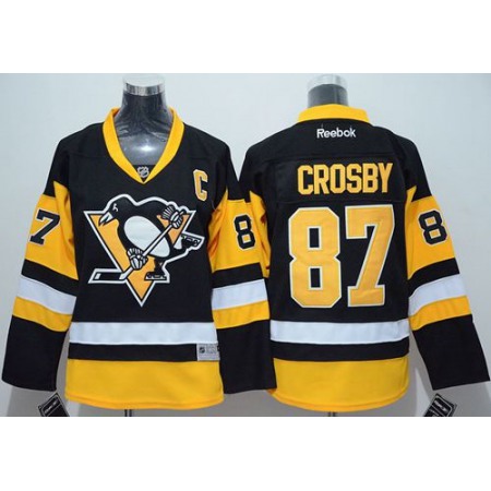 Penguins #87 Sidney Crosby Black Stitched Youth NHL Jersey