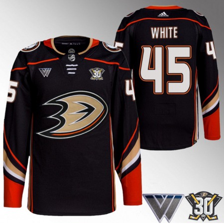 Men's Anaheim Ducks #45 Colton White Black 30th Anniversary Stitched Jersey