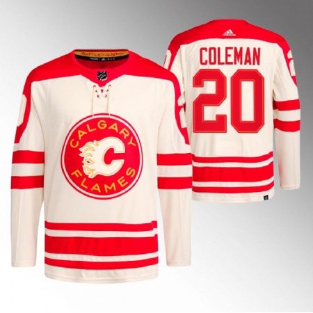 Men's Calgary Flames #20 Blake Coleman 2023 Cream Heritage Classic Primegreen Stitched Jersey