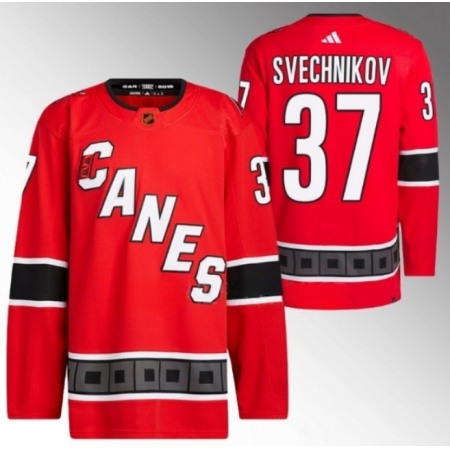 Men's Carolina Hurricanes #37 Andrei Svechnikov 2022/23 Reverse Retro Red Stitched Jersey