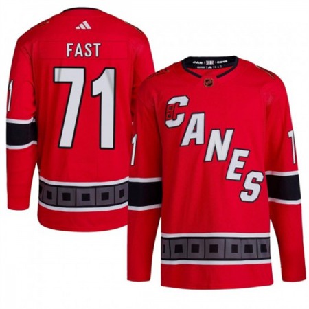 Men's Carolina Hurricanes #71 Jesper Fast 2022/23 Reverse Retro Red Stitched Jersey