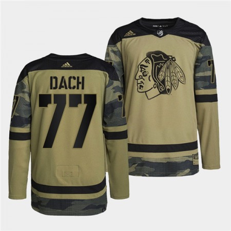 Men's Chicago Blackhawks #77 Kirby Dach 2022 Camo Military Appreciation Night White Stitched Jersey