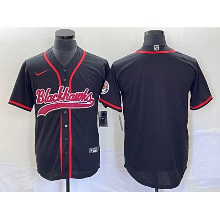 Men's Chicago Blackhawks Blank Black Cool Base Stitched Baseball Jersey