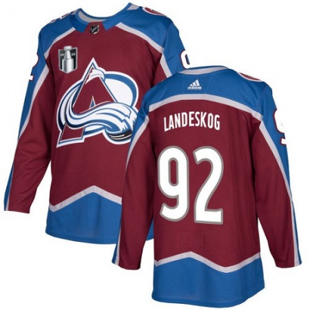 Men's Colorado Avalanche #92 Gabriel Landeskog 2022 Burgundy Stanley Cup Final Patch Stitched Jersey