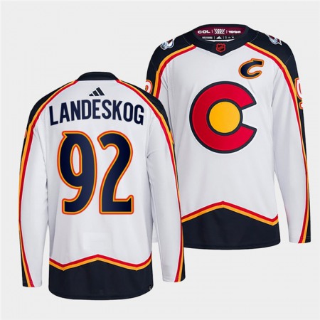 Men's Colorado Avalanche #92 Gabriel Landeskog White 2022-23 Reverse Retro Stitched Jersey