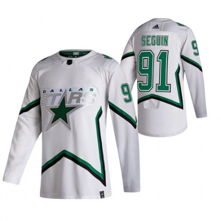 Men's Dallas Stars #91 Tyler Seguin 2020/21 White 2020-21 Reverse Retro Stitched Jersey