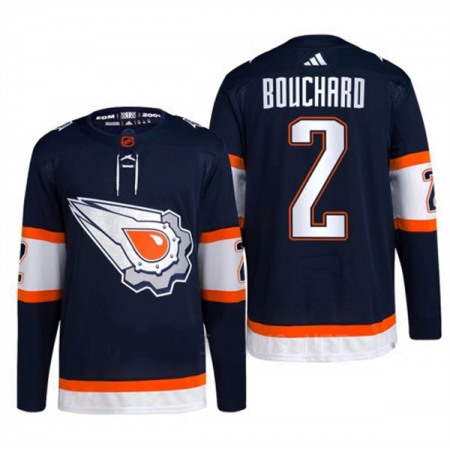 Men's Edmonton Oilers #2 Evan Bouchard Navy 2022-23 Reverse Retro Stitched Jersey