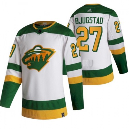 Men's Minnesota Wild #27 Nick Bjugstad 2021 White Reverse Retro Stitched Jersey