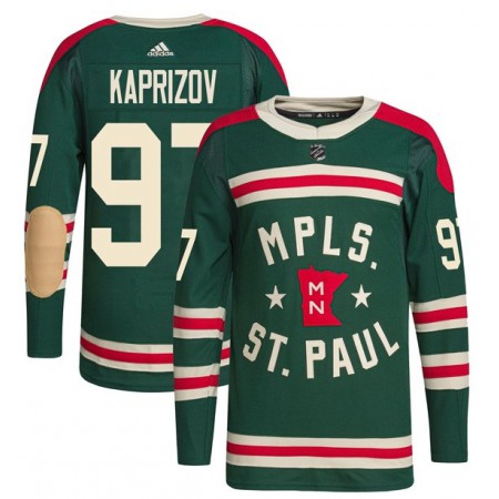 Men's Minnesota Wild #97 Kirill Kaprizov 2022 Green Winter Classic Stitched Jersey