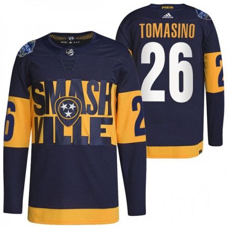 Men's Nashville Predators #26 Philip Tomasino 2022 Navy Stadium Series Breakaway Player Stitched Jersey