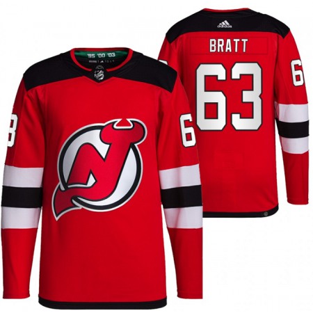 Men's New Jersey Devils #63 Jesper Bratt Red Stitched Jersey