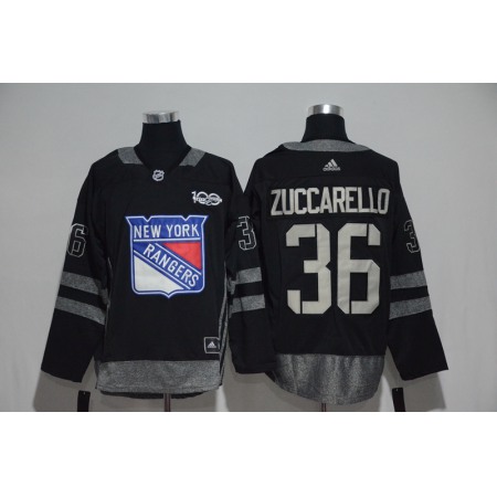 New York Rangers #36 Mats Zuccarello Black Men's 1917-2017 100th Anniversary Stitched NHL Jersey