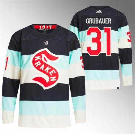 Men's Seattle Kraken #31 Philipp Grubauer 2024 Deep Sea Blue Winter Classic Stitched Jersey