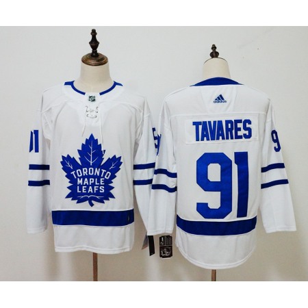 Men's Adidas Toronto Maple Leafs #91 John Tavares White Stitched NHL Jersey