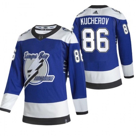 Men's Tampa Bay Lightning #86 Nikita Kucherov 2021 Blue Reverse Retro Stitched Jersey