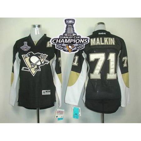 Penguins #71 Vgeni Malkin Black 2016 Stanley Cup Champions Women's Home Stitched NHL Jersey