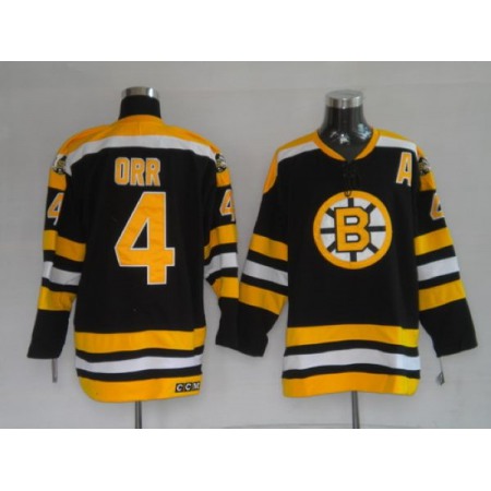 Bruins #4 Bobby Orr Stitched CCM Throwback Black NHL Jersey