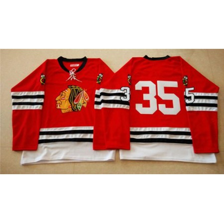 Mitchell And Ness 1960-61 Blackhawks #35 Tony Esposito Red Stitched NHL Jersey