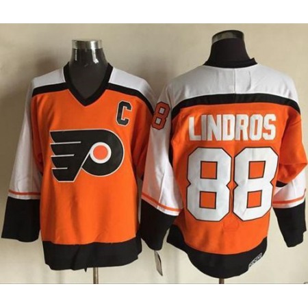 Flyers #88 Eric Lindros Orange CCM Throwback Stitched NHL Jersey