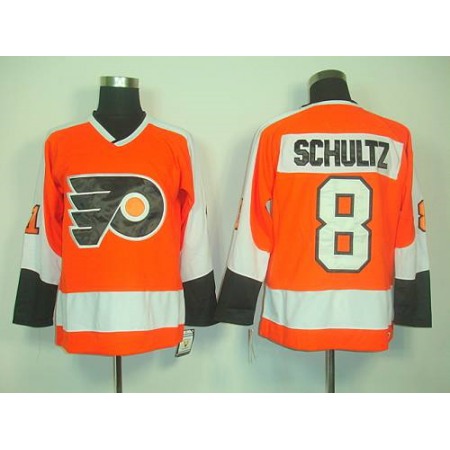 Flyers #8 Dave Schultz Orange CCM Throwback Stitched NHL Jersey