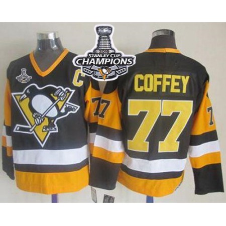 Penguins #77 Paul Coffey Black CCM Throwback 2016 Stanley Cup Champions Stitched NHL Jersey