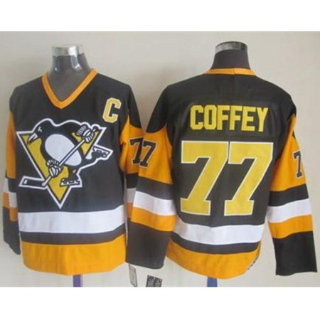 Penguins #77 Paul Coffey Black CCM Throwback Stitched NHL Jersey