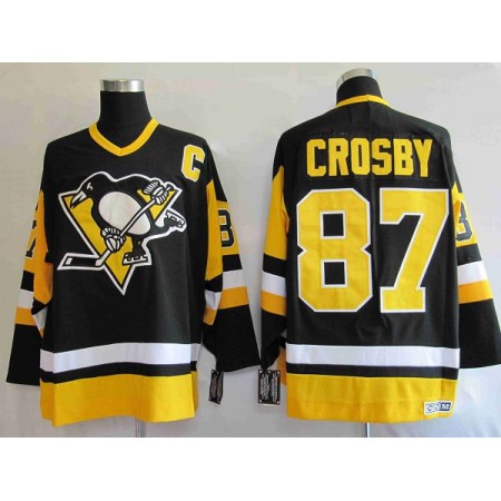 Penguins #87 Sidney Crosby Stitched Black Mitchell&Ness NHL Jersey