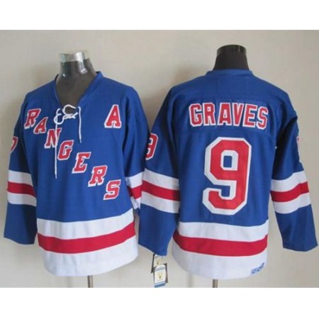 Rangers #9 Adam Graves Light Blue CCM Throwback Stitched NHL Jersey