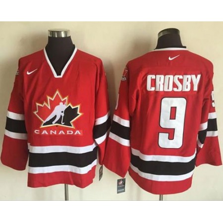 Team CA. #9 Sidney Crosby Red/Black 2002 Olympic Nike Throwback Stitched NHL Jersey