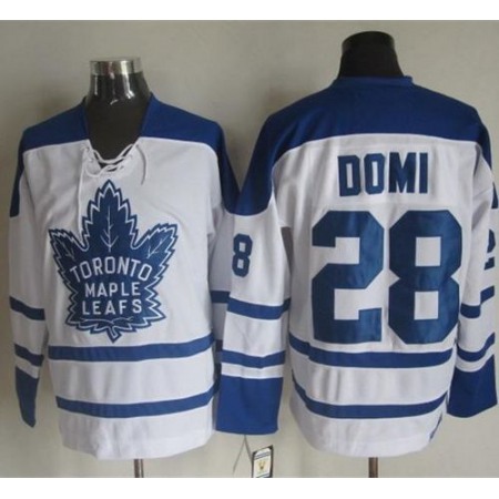 Maple Leafs #28 Tie Domi White CCM Throwback Winter Classic Stitched NHL Jersey