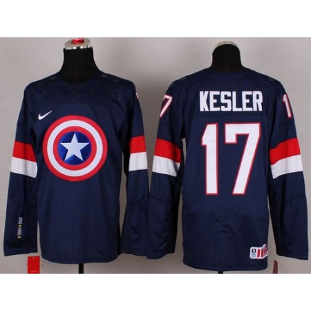 Olympic Team USA #17 Ryan Kesler Navy Blue Captain America Fashion Stitched NHL Jersey