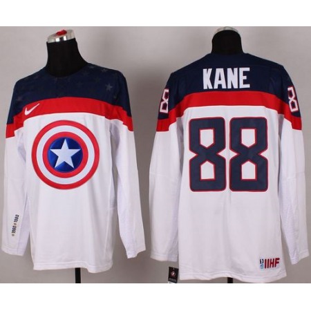 Olympic Team USA #88 Patrick Kane White Captain America Fashion Stitched NHL Jersey