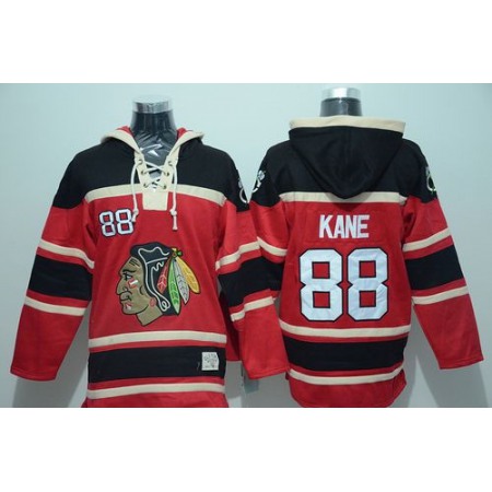 Blackhawks #88 Patrick Kane Red Sawyer Hooded Sweatshirt Stitched NHL Jersey