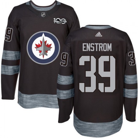 Jets #39 Tobias Enstrom Black 1917-2017 100th Anniversary Stitched NHL Jersey