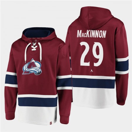 Men's Colorado Avalanche #29 Nathan MacKinnon Burgundy All Stitched Sweatshirt Hoodie