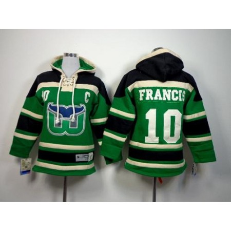 Whalers #10 Ron Francis Green Sawyer Hooded Sweatshirt Stitched Youth NHL Jersey