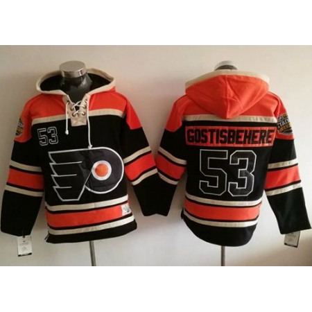 Flyers #53 Shayne Gostisbehere Black Sawyer Hooded Sweatshirt Stitched NHL Jersey