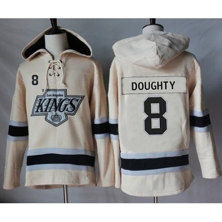 Kings #8 Drew Doughty Cream Sawyer Hooded Sweatshirt Stitched NHL Jersey