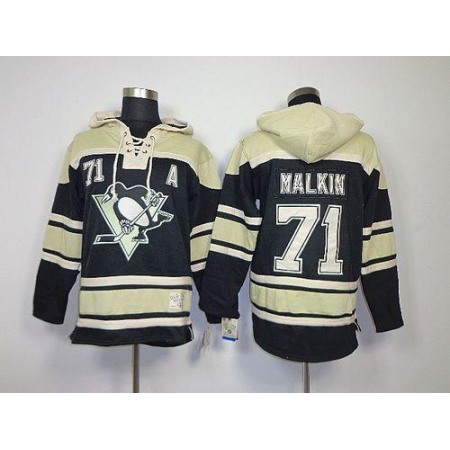 Penguins #71 Evgeni Malkin Black Sawyer Hooded Sweatshirt Stitched NHL Jersey