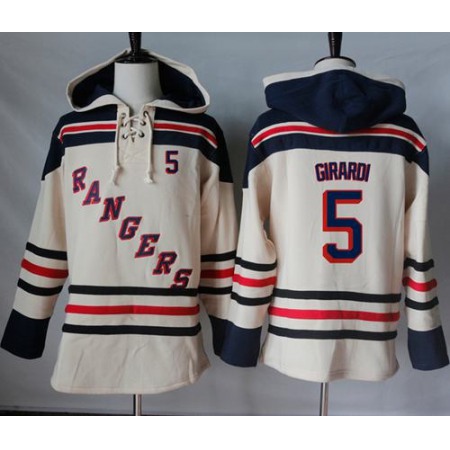 Rangers #5 Dan Girardi Cream Sawyer Hooded Sweatshirt Stitched NHL Jersey