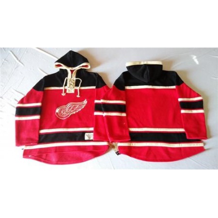 Red Wings Blank Red Sawyer Hooded Sweatshirt Stitched NHL Jersey