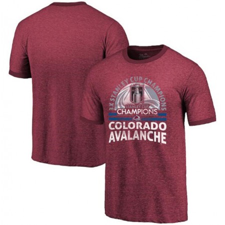 Men's Colorado Avalanche Burgundy 3-Time Stanley Cup Champions Ringer Tri-Blend T-Shirt