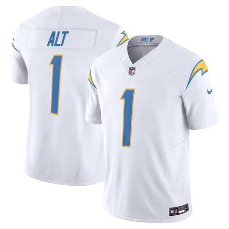 Men's Los Angeles Chargers Joe Alt Nike White 2024 NFL Draft First Round Pick Player F.U.S.E. Vapor Untouchable Limited Stitched Football Jersey