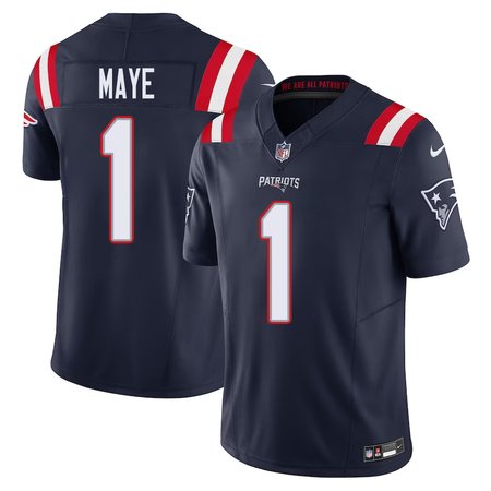 Men's New England Patriots Drake Maye Nike Navy 2024 NFL Draft First Round Pick Player F.U.S.E. Vapor Untouchable Limited Stitched Football Jersey