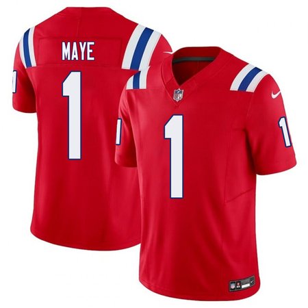 Men's New England Patriots Drake Maye Nike Red 2024 NFL Draft First Round Pick Player F.U.S.E. Vapor Untouchable Limited Stitched Football Jersey